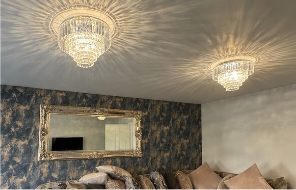 Freshly painted ceiling with crystal chandeliers, Leicester
